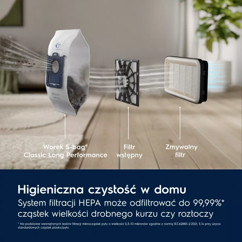 Electrolux EB31C1DB cilindriskais putekļsūcējs 750W, 3 L putekļu maiss, HEPA filtrs, teleskopiska tērauda caurule