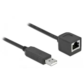 Seriālais savienojuma kabelis DeLOCK 64163 USB 2.0 Type-A uz RS-232 RJ45 50 cm melns