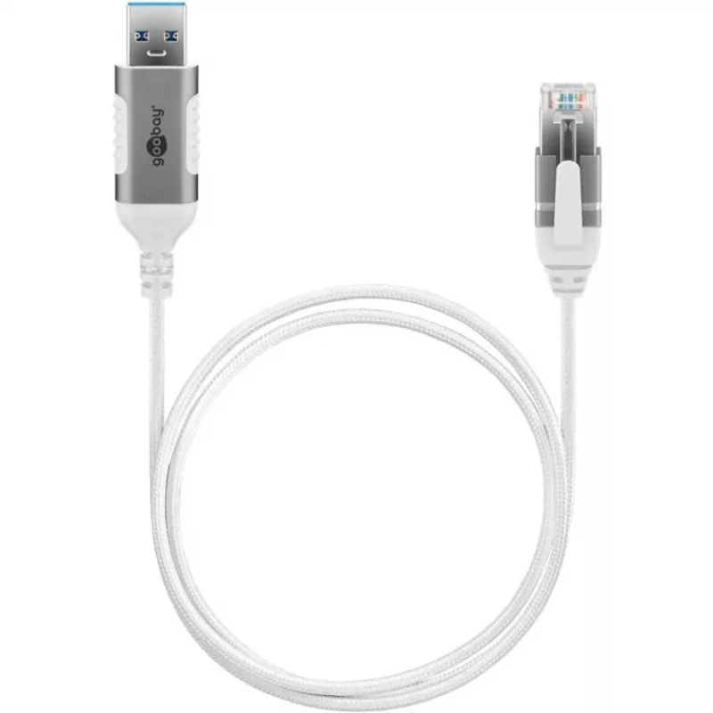 Goobay Ethernet-Kabelis USB-A 3.0 uz RJ45 plāns 2 m - savieno maršrutētāju, modemu vai (74379)