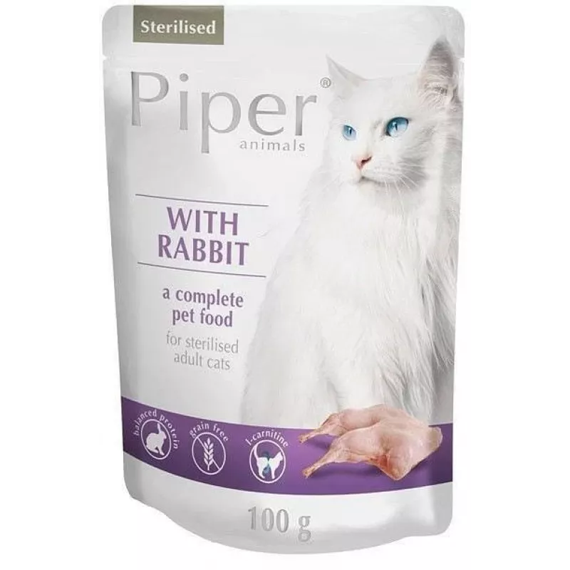 DOLINA NOTECI Piper Animals Sterilised Rabbit - mitrā kaķu barība - 100 g