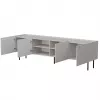 TV skapis Cama LUCCA 4D 200x40x59 cm, kašmira apdare, pelēka skaidu plātnes virsma