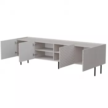 TV skapis Cama LUCCA 4D 200x40x59 cm, kašmira apdare, pelēka skaidu plātnes virsma
