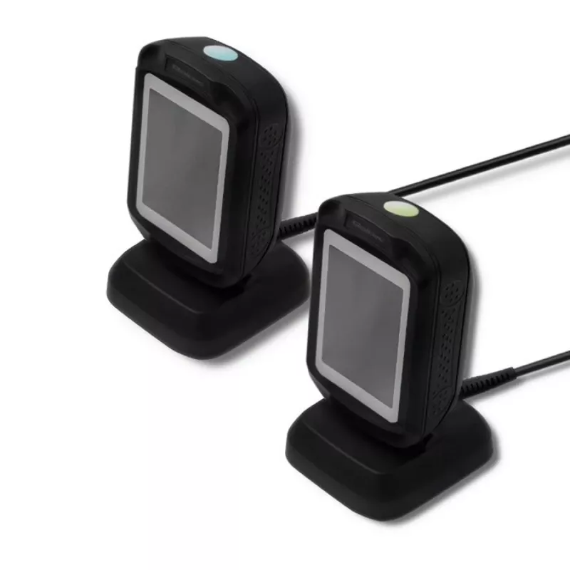 Fiksēts 1D/2D svītrkodu lasītājs QOLTEC 50864, LED sensors, USB vadu savienojums, melns, 145×85×80 mm