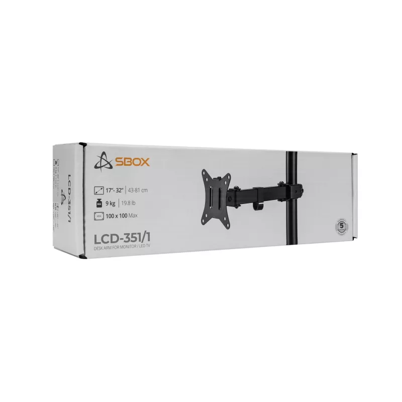 SBOX LCD stiprinājums LCD-351/1-2 17–32 collu ekrāniem, maks. slodze 9 kg, VESA 100x100