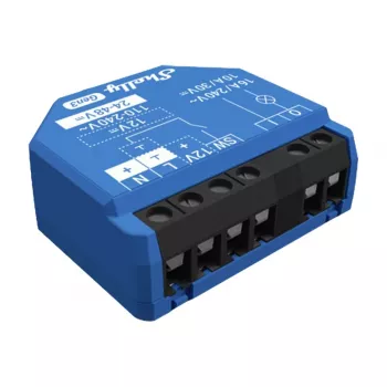 Viedais slēdzis Shelly 1 Gen3 – bezvadu, 240 V maiņstrāva, plastmasas korpuss, 42×16×37 mm, iepakojumā 4 gab.
