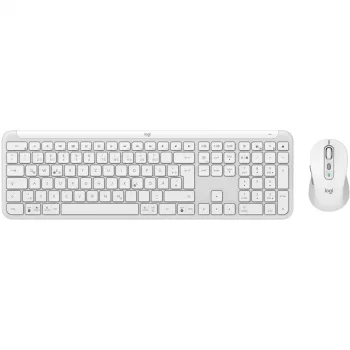 Logitech MK950 Signature Slim tastatūra un pele, biroja RF bezvadu + Bluetooth, QWERTZ vācu, grafīts balts