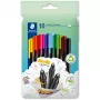 Fineliner pildspalvas Staedtler 334 C10, īpaši smalks 0,3 mm uzgalis, 10 krāsas (melna, zila, brūna, zaļa, gaiši zila, gaiši zaļa, oranža, rozā, sarkana, dzeltena)