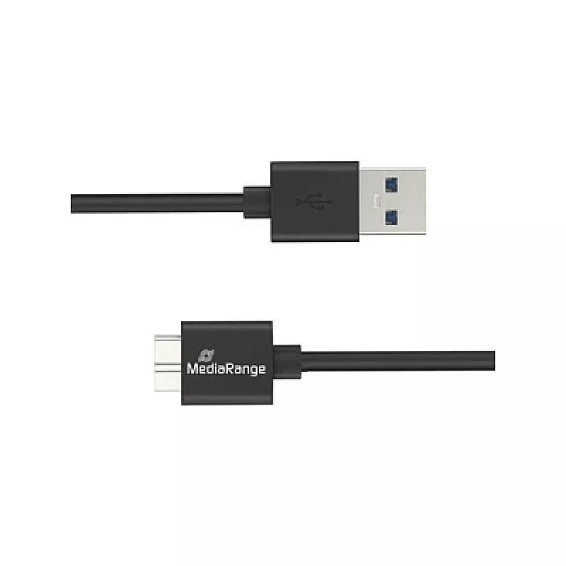 MediaRange MRCS239 USB-A uz Micro-B USB 3.0 uzlādes un sinhronizācijas kabelis — 50 cm, 5 Gbps, 5 W, melns