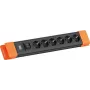 Strāvas sadalītājs Bachmann CONNECTUS ar 6x CEE7/3 rozetēm, 1x slēdzi, 2,0 m kabeli, CEE7/7 kontaktdakšu, melns/oranžs