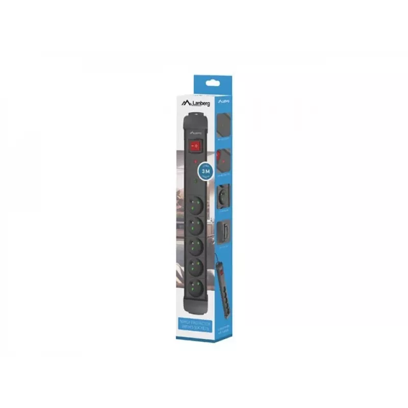 Lanberg SP1-05E-0300-BK Melns