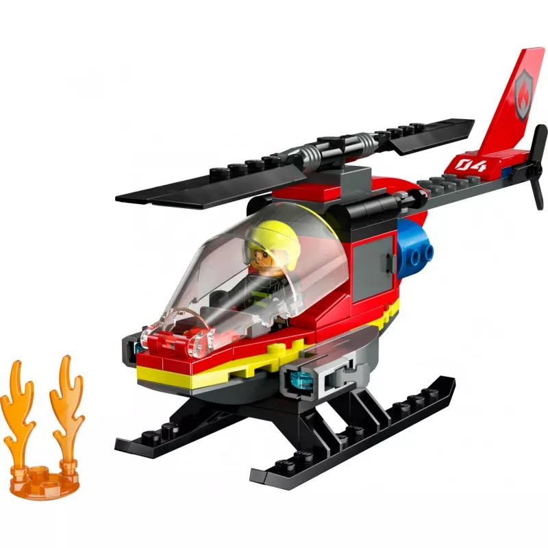 LEGO City Ugunsdzēsēju helikopters 60411 konstruktors, 85 detaļas, rotējoši lāpstiņas, 1 minifigūra, vecums 5+ (220×90×60 mm)
