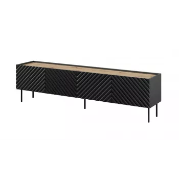 4D RTV skapis ONDA 200x40x35-54 melns (stāvošs vai stiprināms pie sienas)