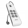 Strāvas sadalītājs Belkin BSV604VF2M-V2 — 6 kontaktligzdas, 2× USB-A, 2 m kabelis