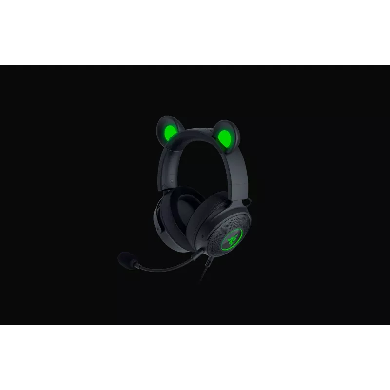 Razer Kraken V2 Pro Kitty Edition, vadu, pāri ausīm, melnas, spēļu austiņas