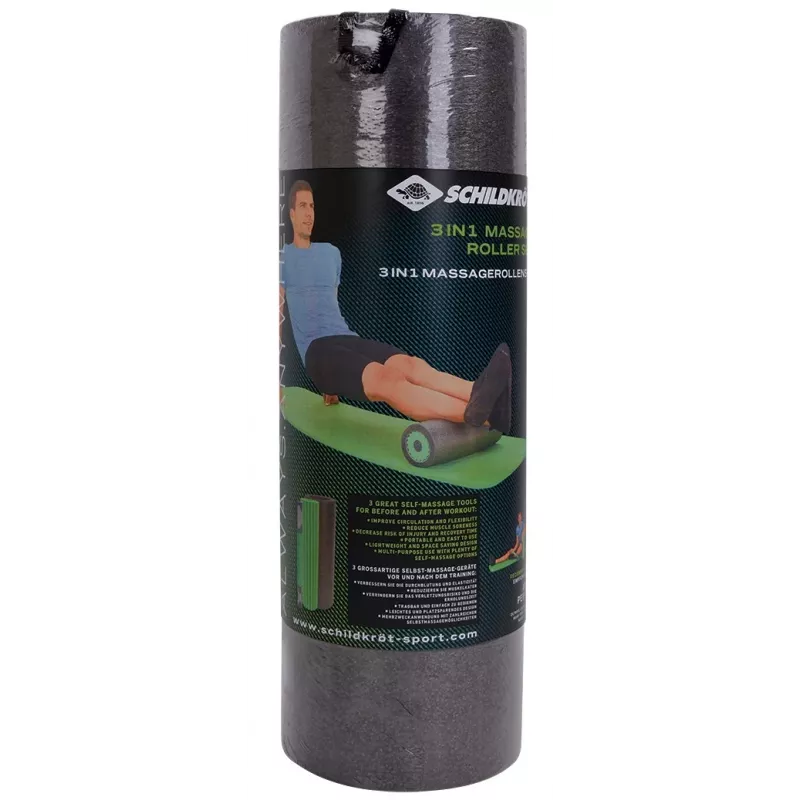 Schildkröt Fitness 3-in-1 masāžas rullīšu komplekts, melns, zaļš porolons, 1 gab.