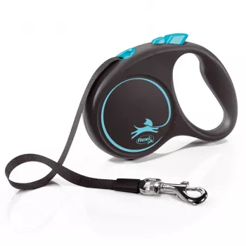 Flexi automātiskā pavada Melns Design S 5 m, zila