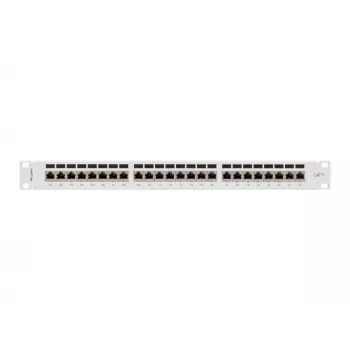 Patch panel 1U LANBERG PPS7-1024-S — 24-portu, Cat7, F/UTP, metāla, 1U (445×102×44,5 mm)