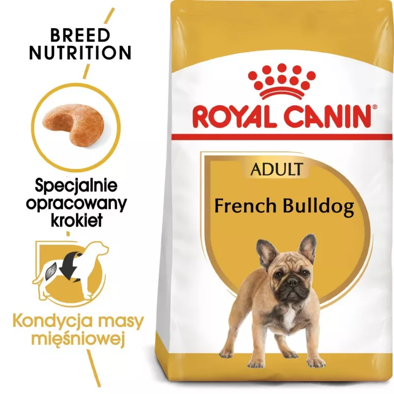 Sausā suņu barība Royal Canin French Bulldog Adult 9 kg — cūkgaļa, 26% olbaltumvielu, 18% tauku