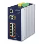 PLANET IGS-10020PT - komutators - pārvaldāms - 8 x 10/100/1000 (PoE) + 2 x Gigabit SFP - DIN sliedes montāža, sienas montāža - PoE (130 W) - DC (IGS-10020PT)