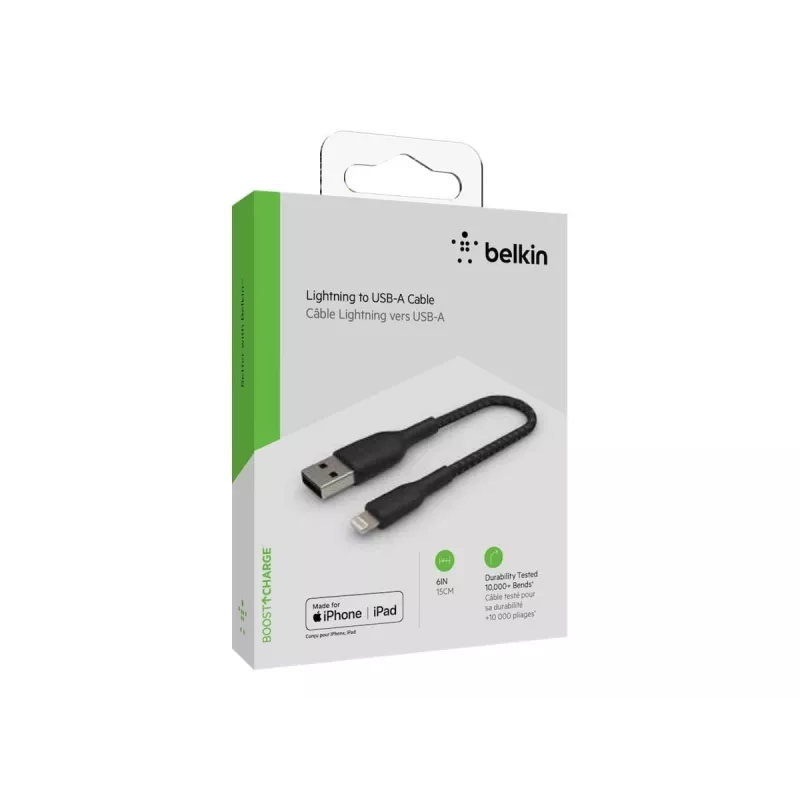 Pīts USB–Lightning kabelis 15 cm melns