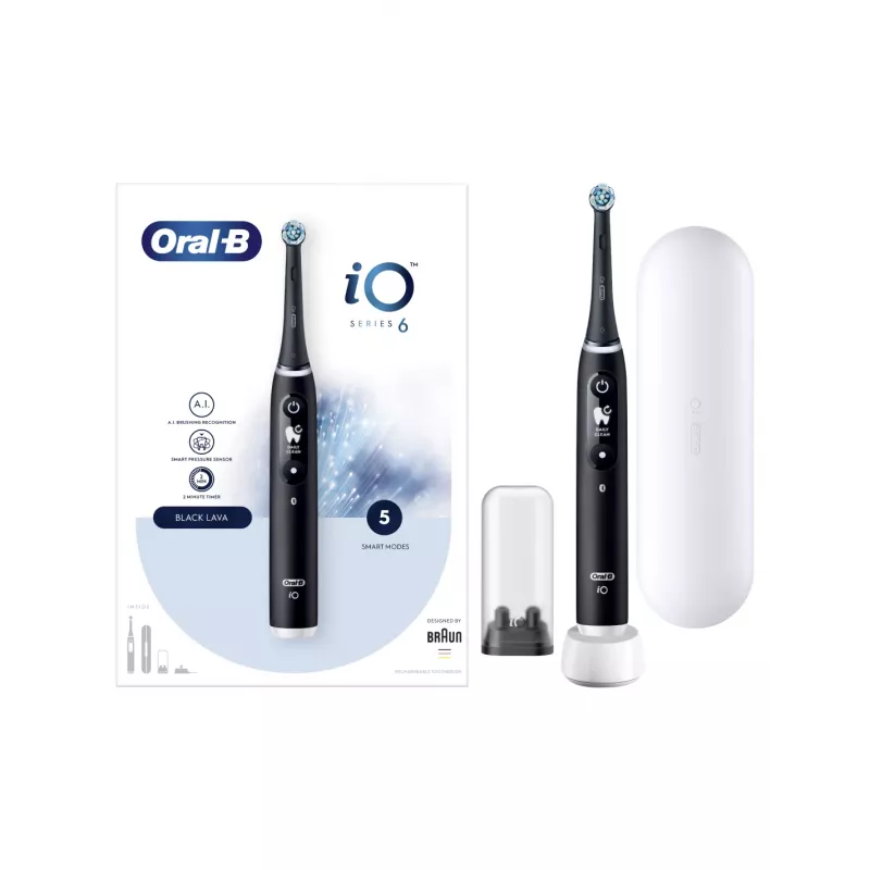 Oral B IO6 elektriskā zobu birste ar somiņu, melnā oniksa krāsā