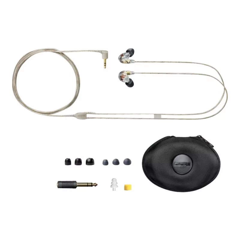 Shure SE535 austiņas, vadu, iekšauss, skatuves/studijas, caurspīdīgas