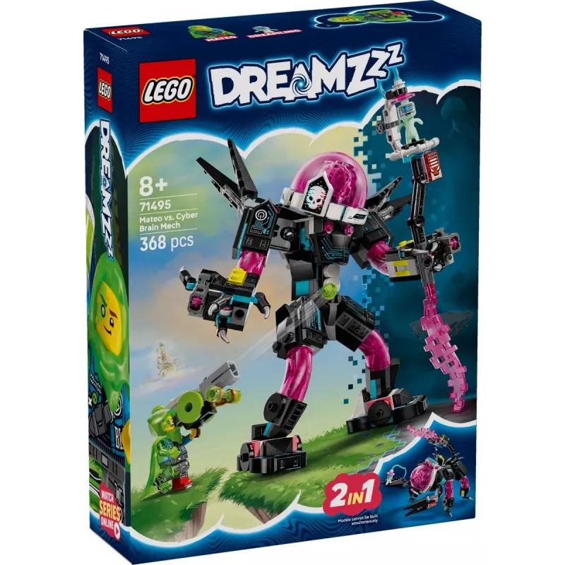 Konstruktoru rotaļlieta LEGO 71495 Mateo vs. Cyberbrain Mech — spēļu komplekts ar minifigūrām un būvējamu mehānisko robotu