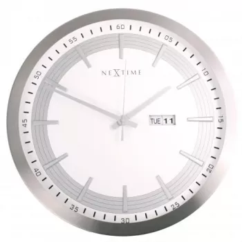 NeXtime klok 3009 Captain, Ø44 cm, sienas, balts