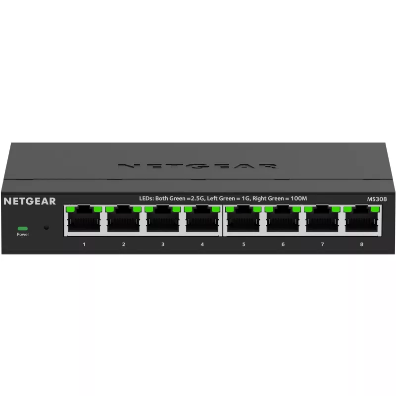 NETGEAR MS308 Nevadāms 2,5G Ethernet (100/1000/2500) Melns