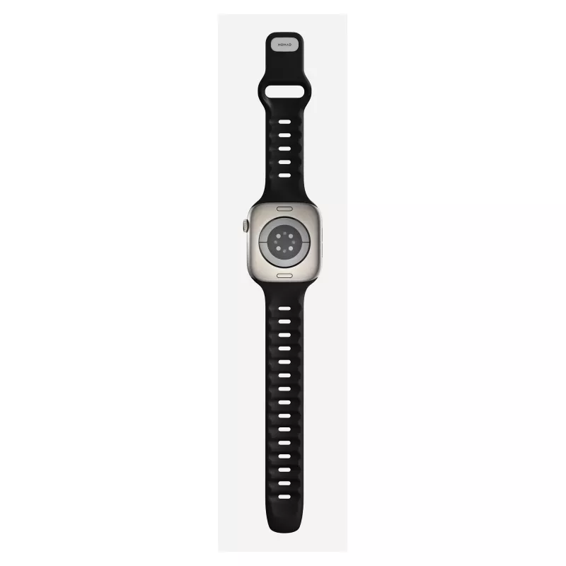 Pulksteņa siksniņa Nomad Tempo Band melna gumijas — 20 mm platums, piemērota plaukstas locītavām 155–193 mm
