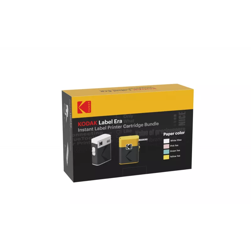 Etiķešu printera kasetes komplekts Kodak M50 Label Era, dzeltenā uzpildes kasete M50Y ar 13 etiķešu ruļļiem