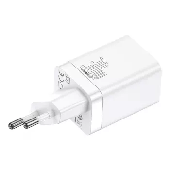 Baseus Super Si Pro Quick Charger USB + USB-C 30W (balts)
