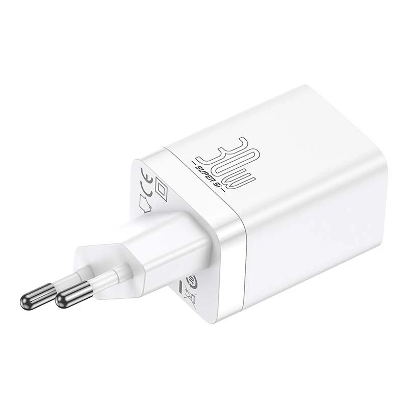 Baseus Super Si Pro Quick Charger USB + USB-C 30W (balts)