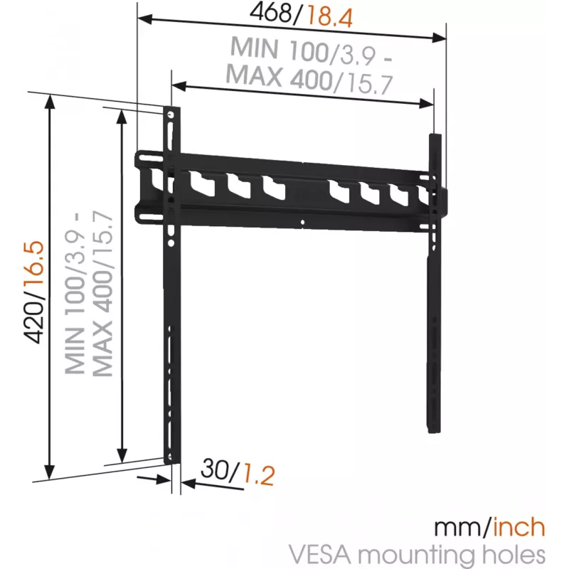 Vogels | Sienas stiprinājums | MA3000-A | Fiksēts | 32-55 collas | Maksimālā slodze 60 kg | Melns