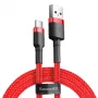 USB 2.0 A uz USB-C vads Baseus CATKLF-B09 1 m QC3.0 neilona pīta sarkana, ātra uzlāde un datu sinhronizācija