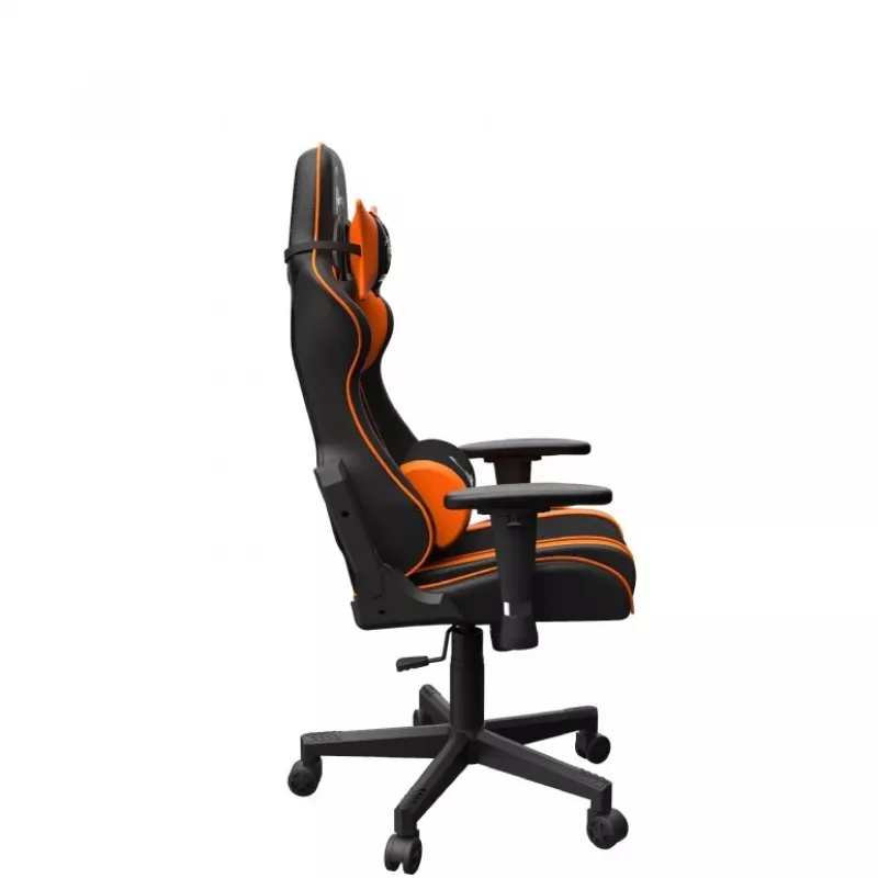 Spēļu krēsls GEMBIRD GC-SCORPION-04X melni oranžs, ergonomisks dizains, regulējama sēdpozīcija, augsta atzveltne