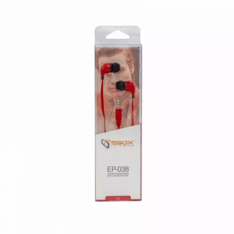 Sbox stereo austiņas ar mikrofonu EP-038 sarkanas
