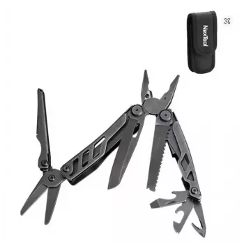 Multitool Nextool Mini FLAGSHIP NE20122 — 10-in-1 kompakts nerūsējošā tērauda daudzfunkciju rīks, melns, 67×27×17 mm, 83 g
