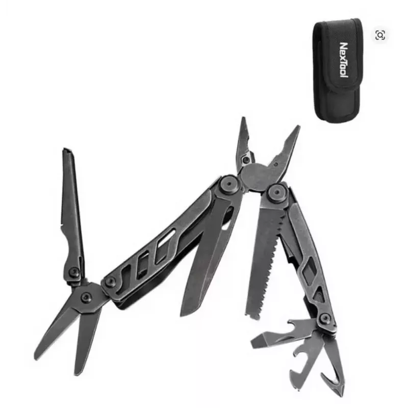 Multitool Nextool Mini FLAGSHIP NE20122 — 10-in-1 kompakts nerūsējošā tērauda daudzfunkciju rīks, melns, 67×27×17 mm, 83 g