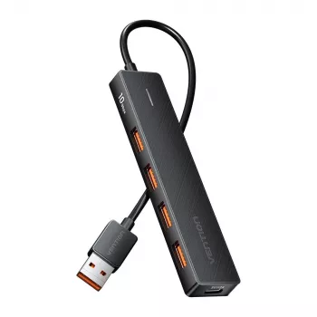 USB 3.2 Gen 2 5-in-1 Multiport Hub Vention CHOBB — 5 pieslēgvietas (4× USB 3.2 Gen 2 Type-A, 1× USB 3.2 Gen 1 Type-A), 0,15 m, ABS, melna