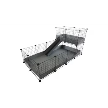 C&C Modular Cage C&C 4x2 ar 2x1 bēniņu un pelēku rampu – c&c modulārs mājdzīvnieku būris jūrascūciņām, 145×75×75 cm, 10 kg