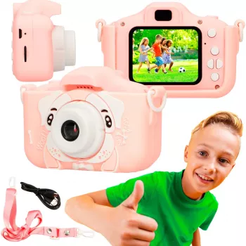 Bērnu digitālā kamera Extralink H28 SINGLE PINK — rozā/balta, vecumam no 3 gadiem