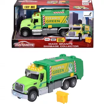 Rotaļu transportlīdzeklis Majorette Mack Granite atkritumu vedēja modelis 213743007, spiedlieta miniatūra