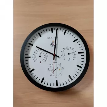 NeXtime pulkstenis 2635zw Weatherstation, Ø34 cm, Sienas, Melns