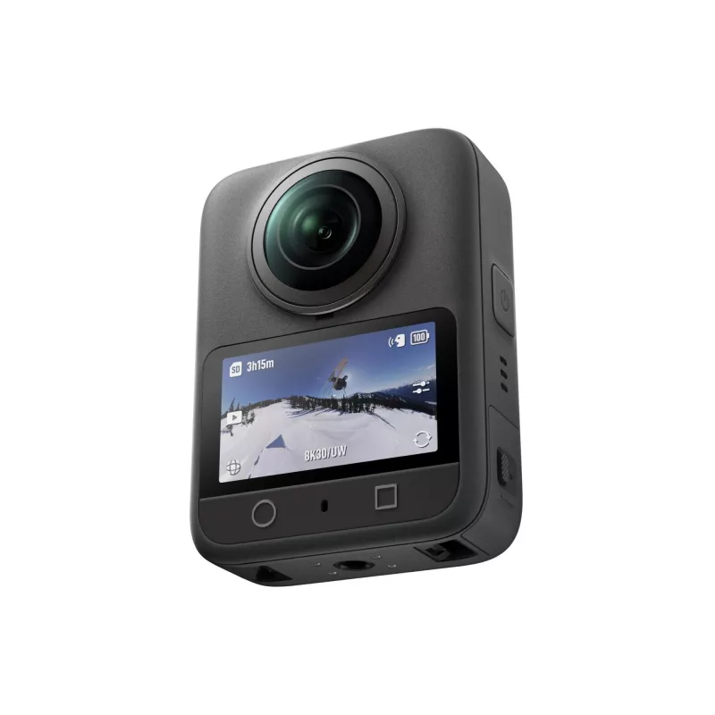 Action kamera DJI Osmo 360 Standard Combo — 8K Ultra HD, 120 MP CMOS, 240 kadri/s, elektroniskā stabilizācija, 2 collu displejs, MicroSD, 183 g, melna