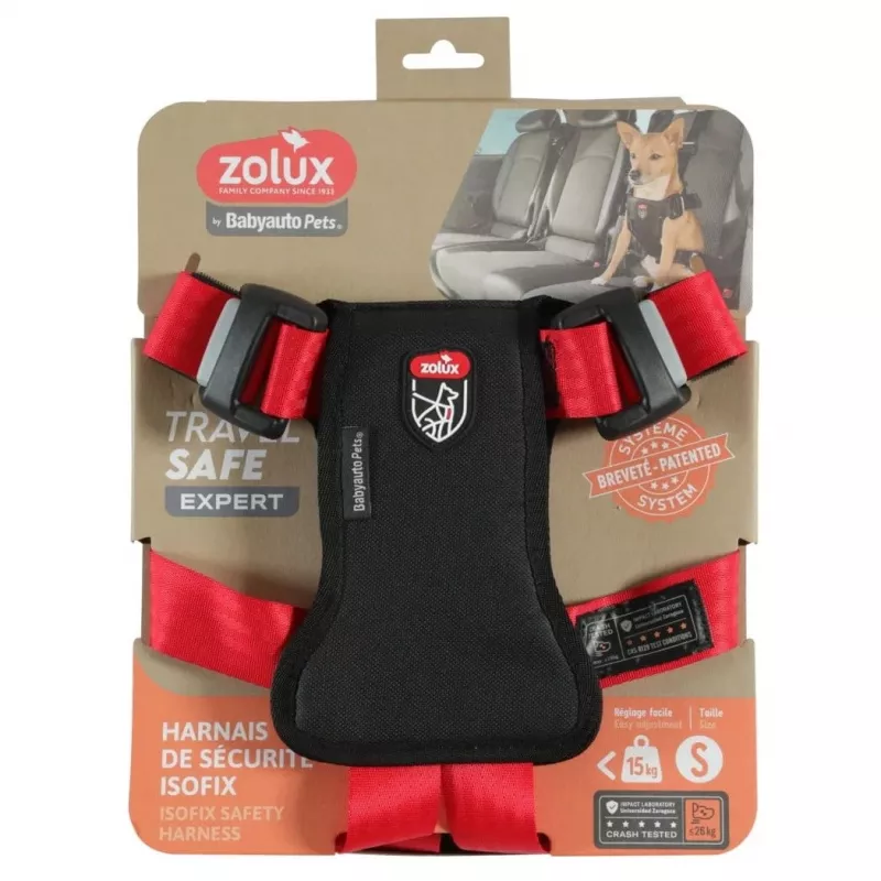 Suņu zirglietas ZOLUX TRAVEL SAFE S, S izmērs, sarkanas