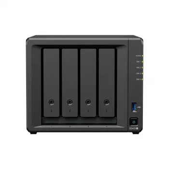 NAS krātuves serveris SYNOLOGY DS425+ — 4 nodalījumu, Intel Celeron J4125 2.0–2.7 GHz, 2 GB DDR4, 0 TB, 2.5GbE, 2 M.2 sloti
