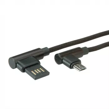 ROLINE USB 2.0 kabelis, leņķveida, A tipa atgriezenisks - Micro B, ST/ST, melns, 0,8 m (11.02.8720)