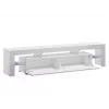 TV statīvs Cama Meble TORO 200 — 2000×350×410 mm, pelēka virsma no skaidu plātnes, pelēks/balts spīdums