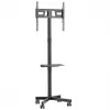 TV ratiņi MACLEAN MC-949 32–55 collu televizoriem, VESA 75×75–400×400 mm, maks. slodze 25 kg, augstums 147–155 cm, uzglabāšanas plaukts, melns